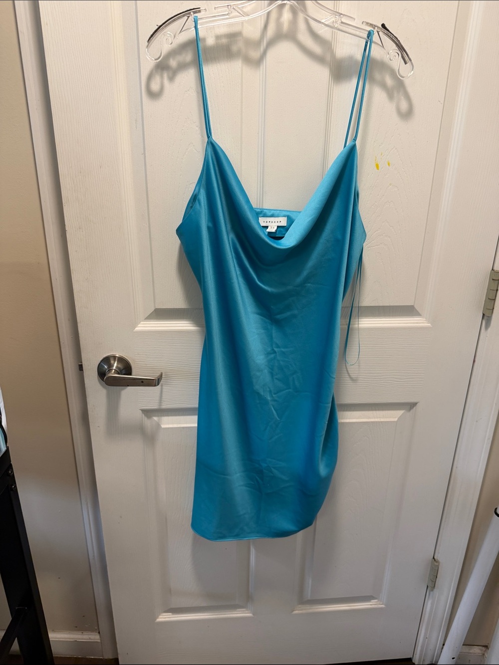 Cowl Neck Slip Dress in Turquoise